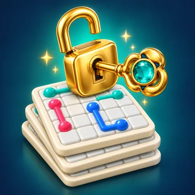 A gold key turning in an open padlock on a stack of puzzle boards